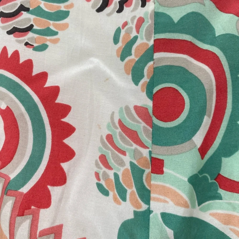 Elie Tahari Red and Green Silk / Cotton A-Line Skirt - Size 6